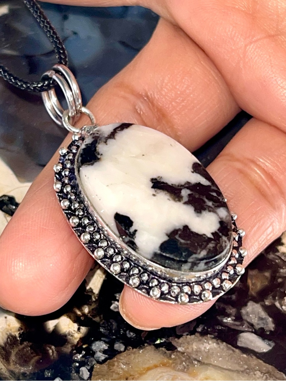 White Buffalo Turquoise Crystal Pendant 1 7/8β